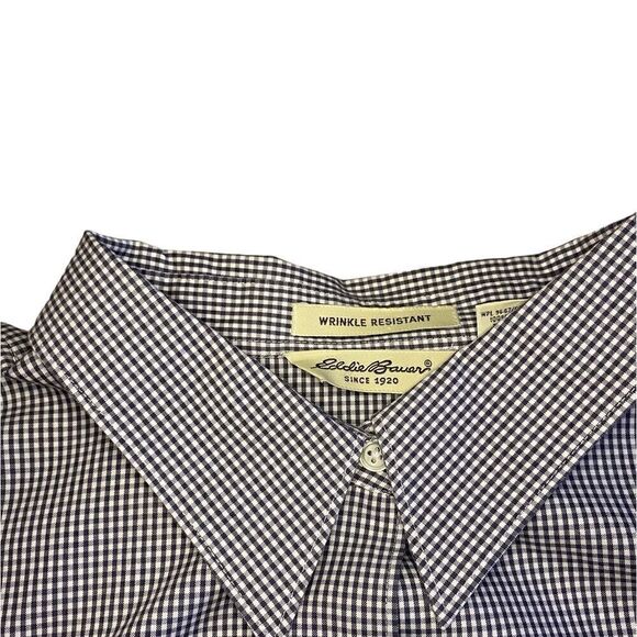 Eddie Bauer Wrinkle Resistant Black and White Gingham Dress Shirt - Picture 5 of 11
